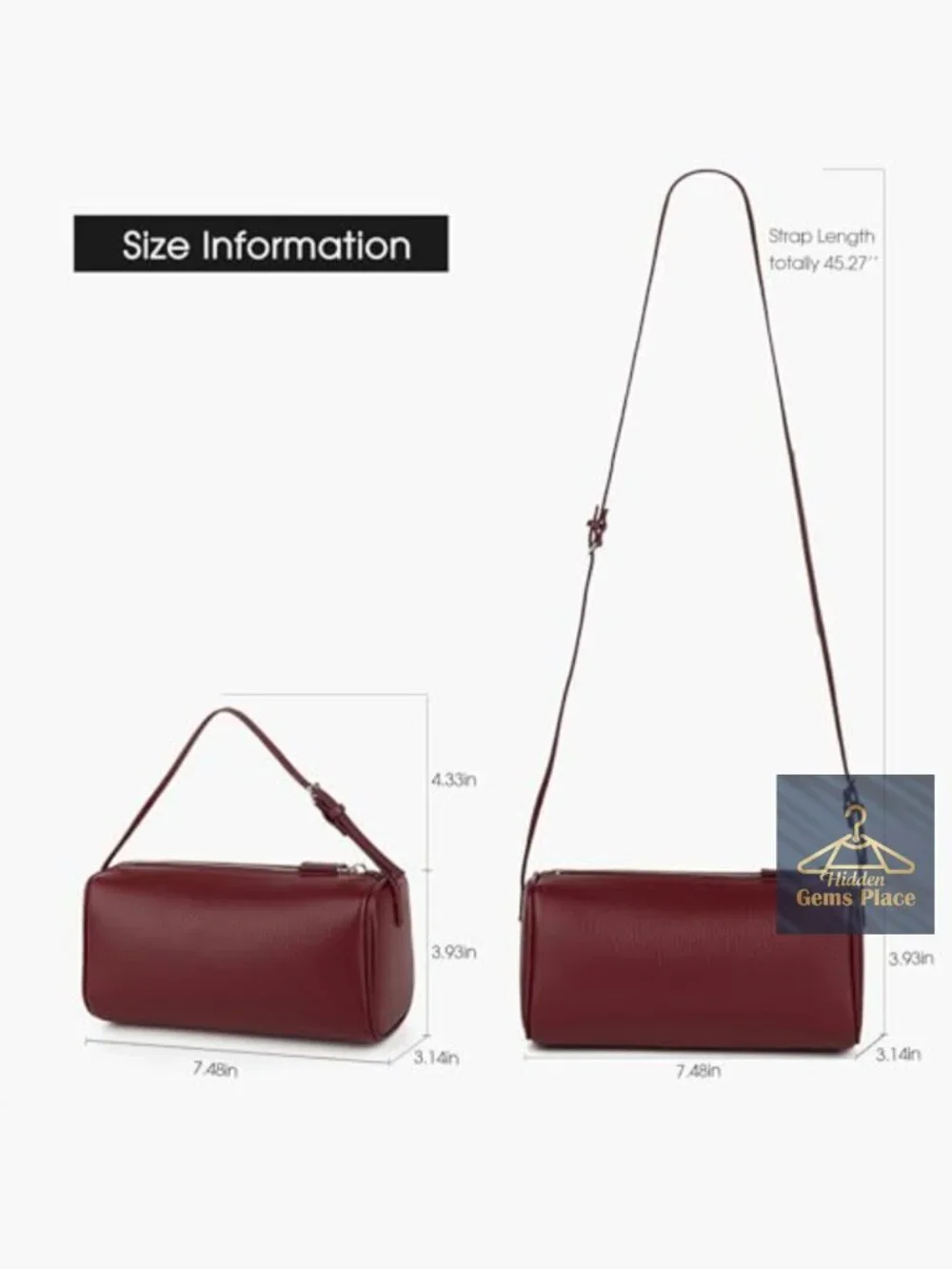Premium Full-Grained Leather Crossbody Hobo Bag with Adjustable Strap